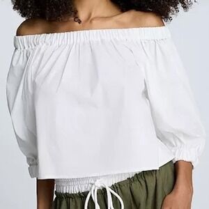 Kenneth Cole Cropped Off The Shoulder Top Half Sleeve Pure White Womens Size XL